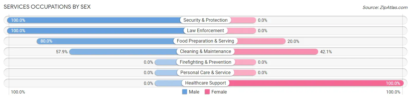 Services Occupations by Sex in Red Boiling Springs
