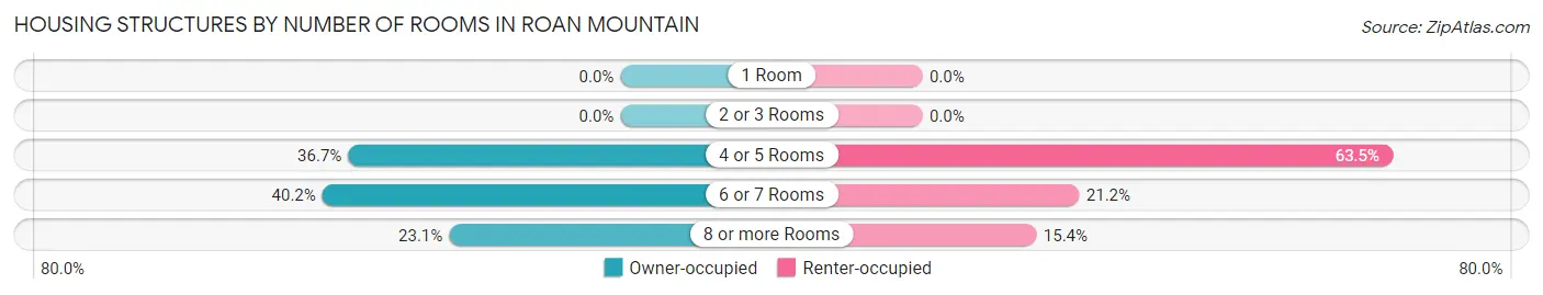 Housing Structures by Number of Rooms in Roan Mountain