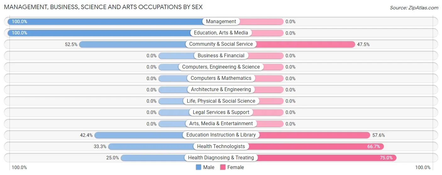 Management, Business, Science and Arts Occupations by Sex in Roan Mountain