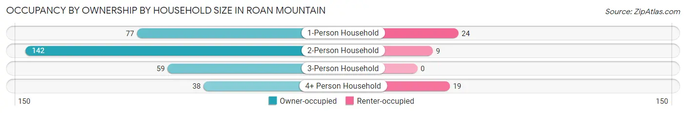 Occupancy by Ownership by Household Size in Roan Mountain