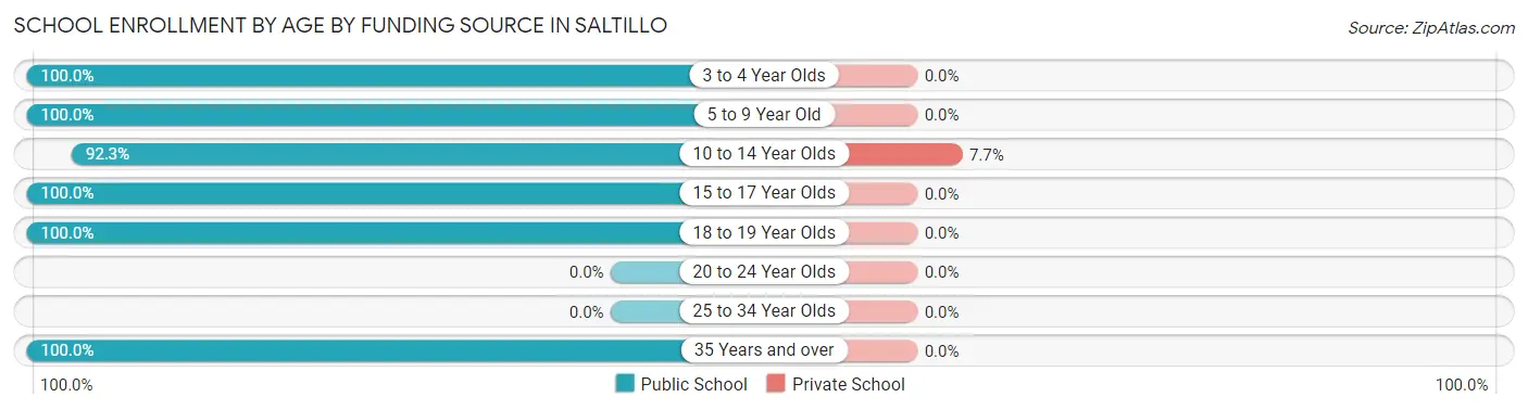 School Enrollment by Age by Funding Source in Saltillo