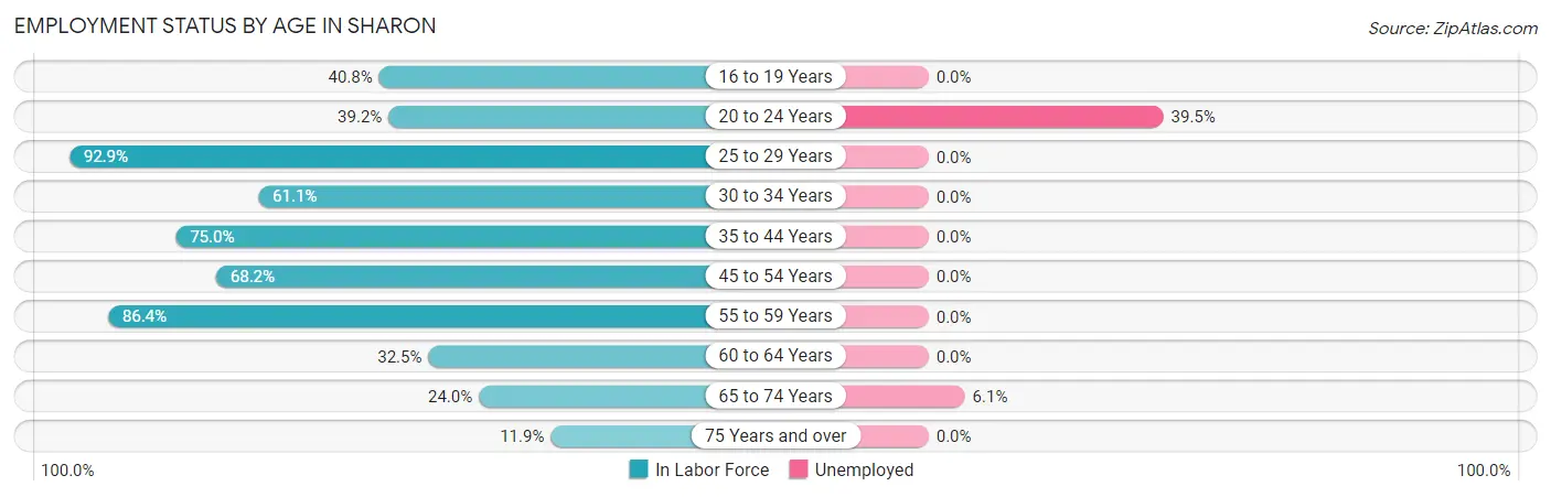 Employment Status by Age in Sharon