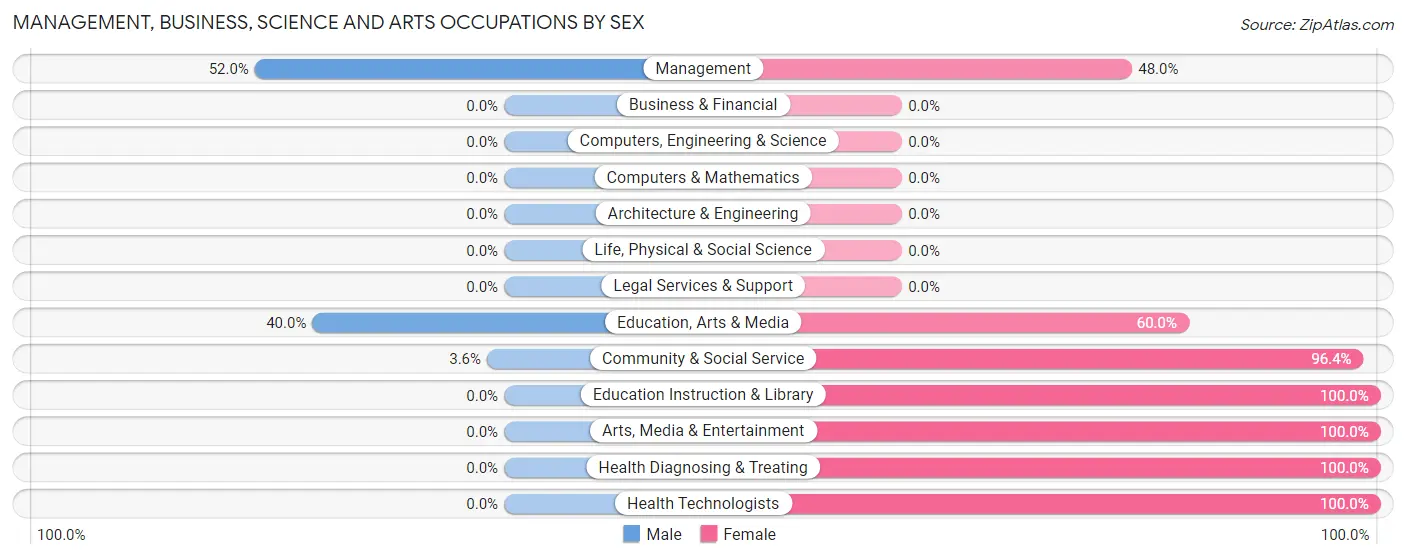 Management, Business, Science and Arts Occupations by Sex in Sneedville