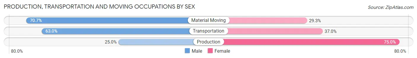 Production, Transportation and Moving Occupations by Sex in Somerville