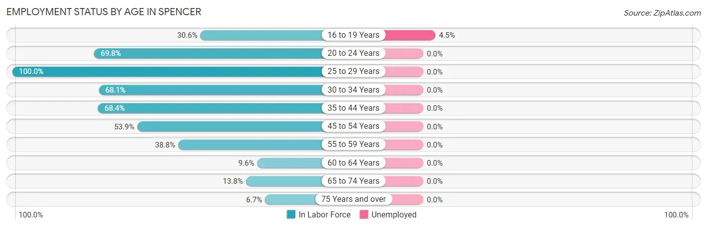 Employment Status by Age in Spencer