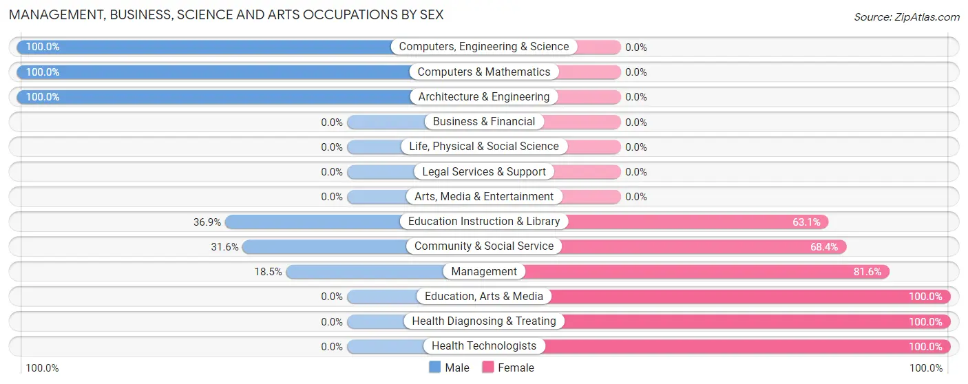 Management, Business, Science and Arts Occupations by Sex in Strawberry Plains