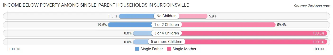 Income Below Poverty Among Single-Parent Households in Surgoinsville
