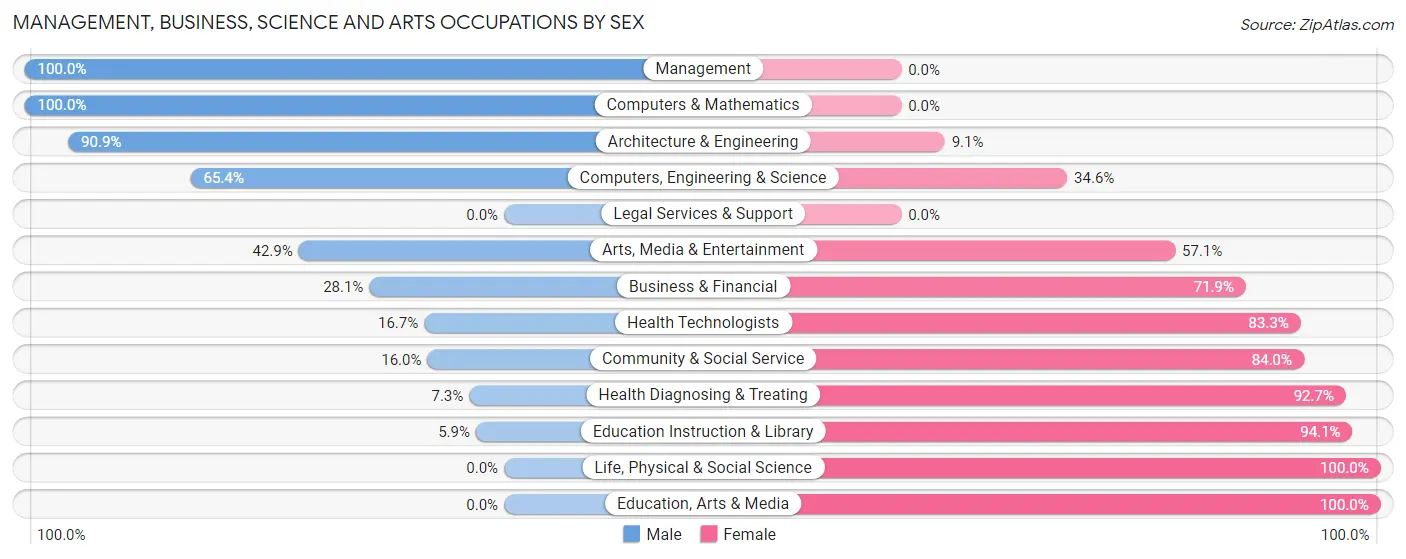 Management, Business, Science and Arts Occupations by Sex in Surgoinsville