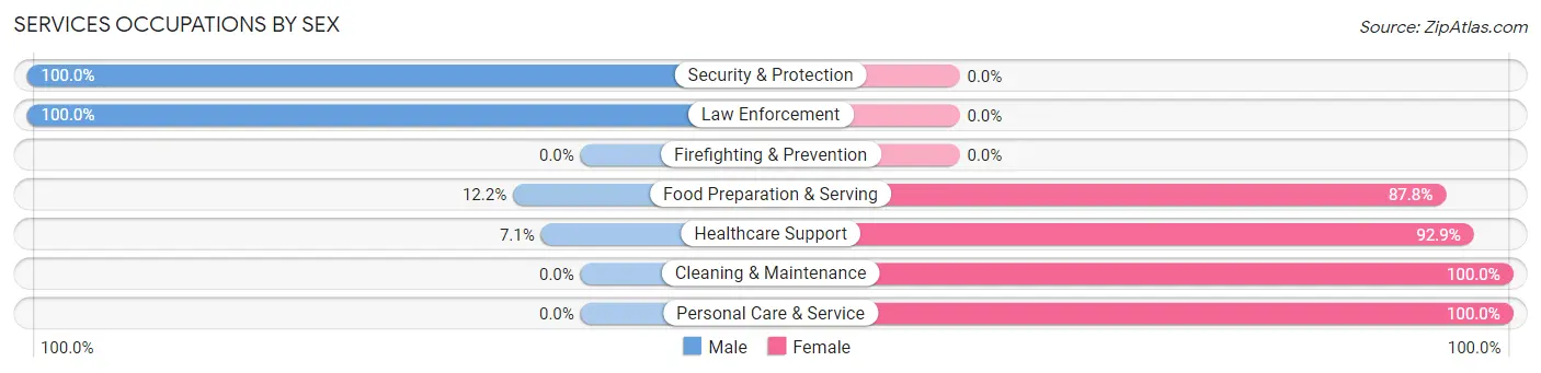 Services Occupations by Sex in Tennessee Ridge