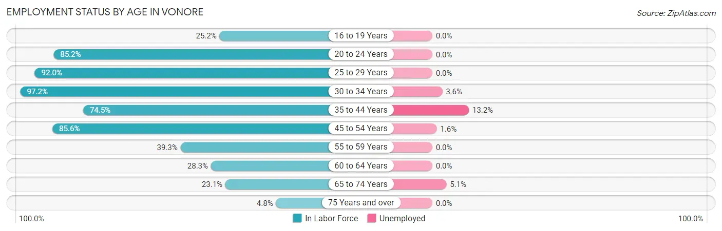 Employment Status by Age in Vonore