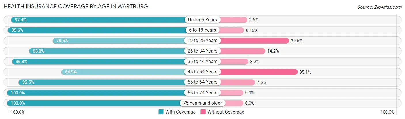 Health Insurance Coverage by Age in Wartburg