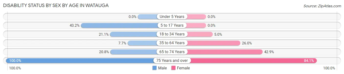 Disability Status by Sex by Age in Watauga