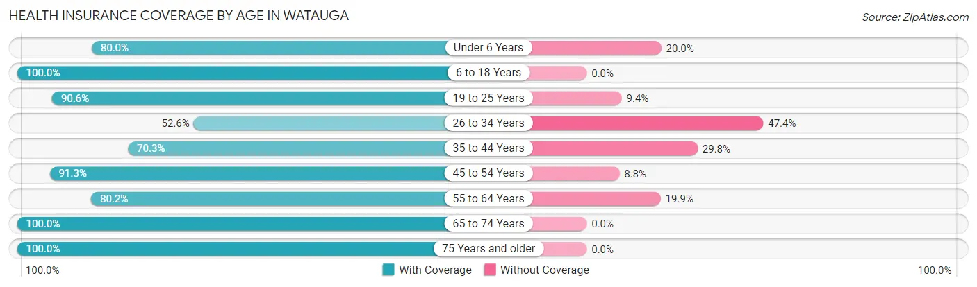 Health Insurance Coverage by Age in Watauga