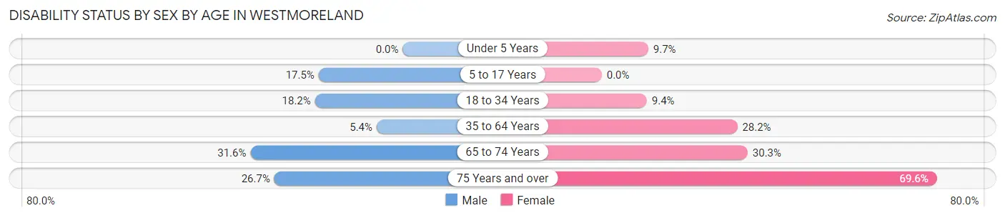 Disability Status by Sex by Age in Westmoreland