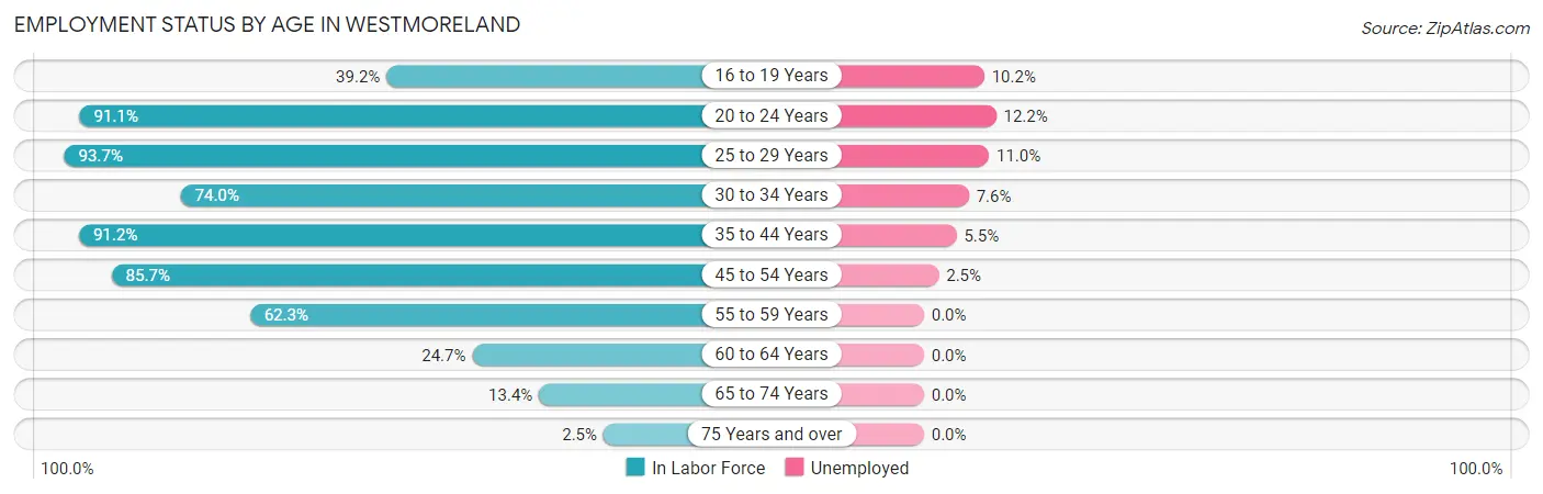 Employment Status by Age in Westmoreland