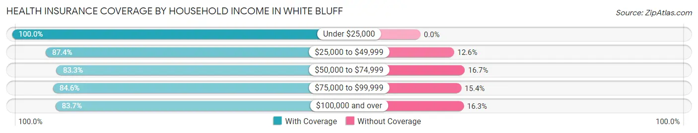 Health Insurance Coverage by Household Income in White Bluff