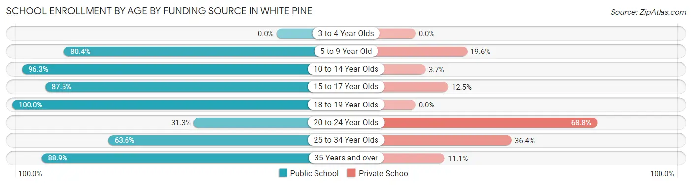 School Enrollment by Age by Funding Source in White Pine
