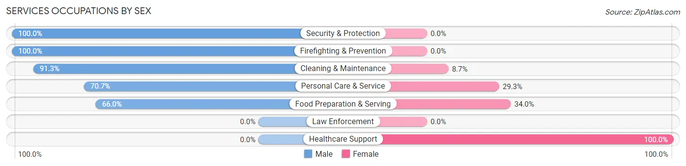 Services Occupations by Sex in White Pine