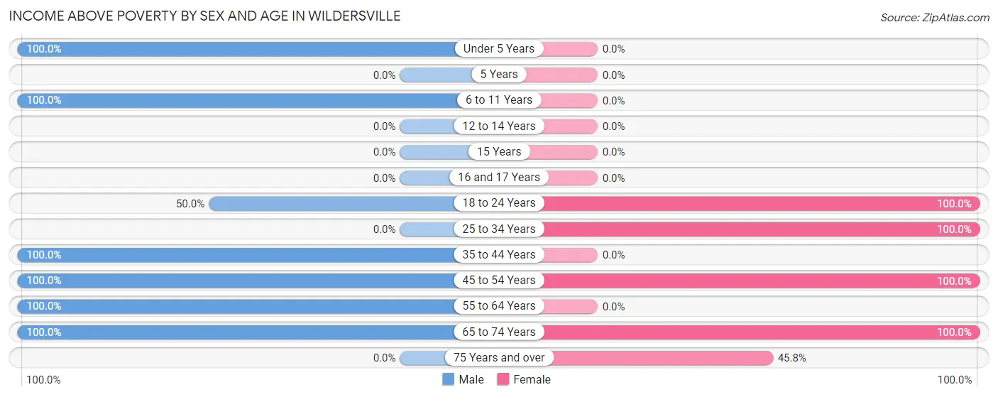 Income Above Poverty by Sex and Age in Wildersville