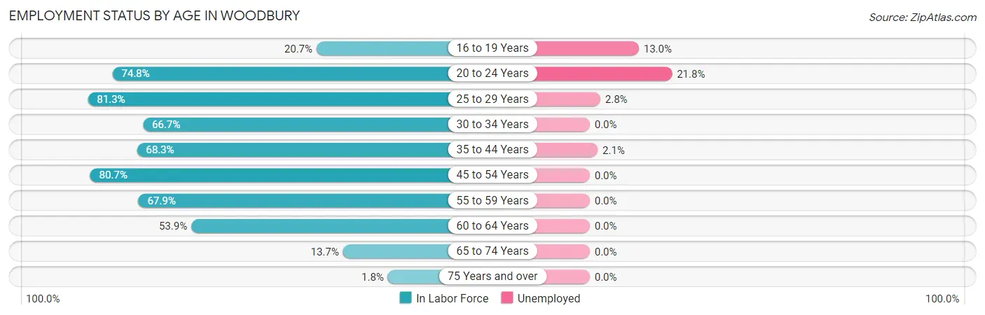 Employment Status by Age in Woodbury