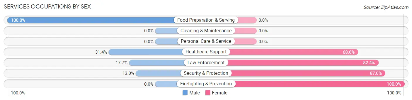 Services Occupations by Sex in Alto