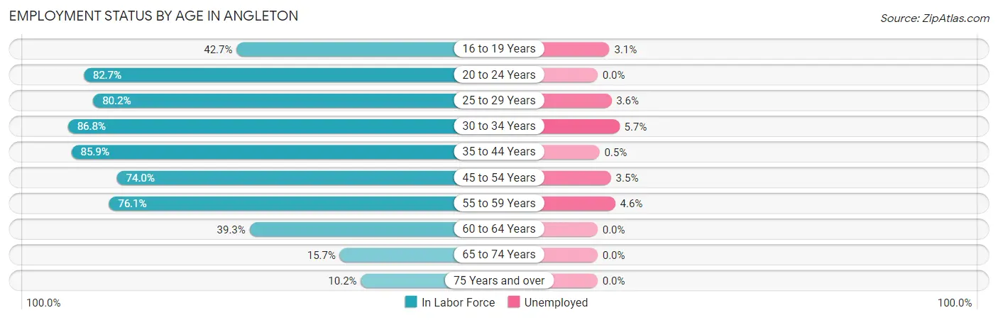 Employment Status by Age in Angleton
