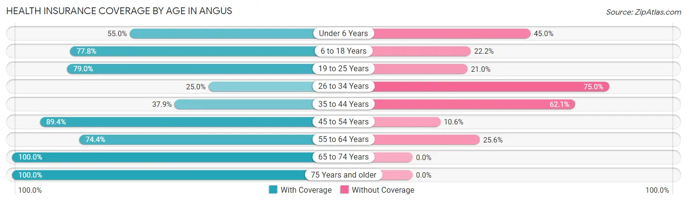 Health Insurance Coverage by Age in Angus