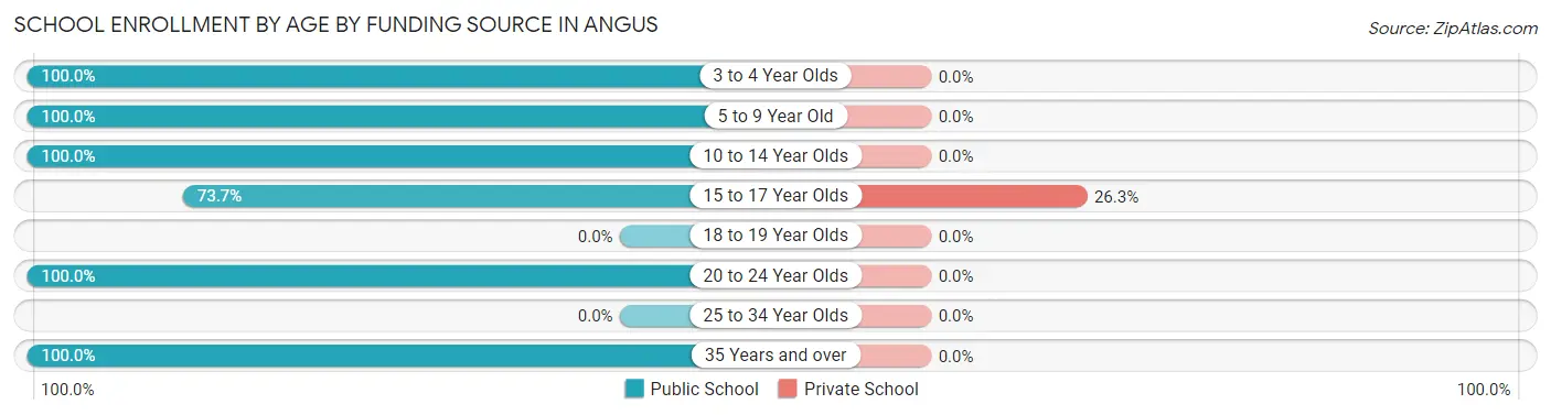 School Enrollment by Age by Funding Source in Angus
