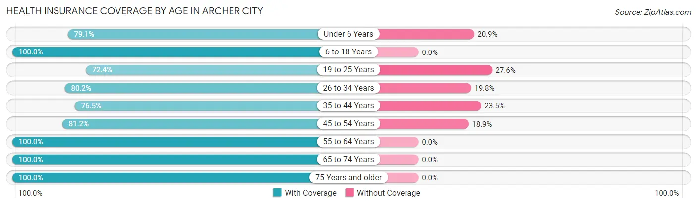 Health Insurance Coverage by Age in Archer City