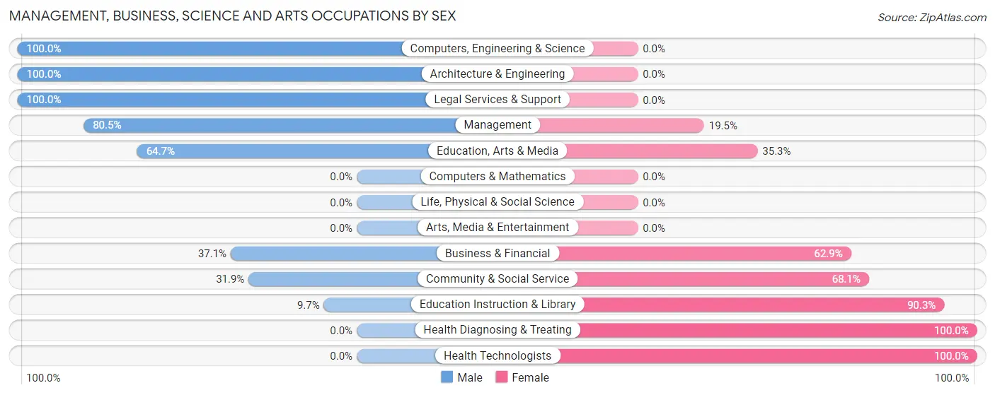 Management, Business, Science and Arts Occupations by Sex in Archer City