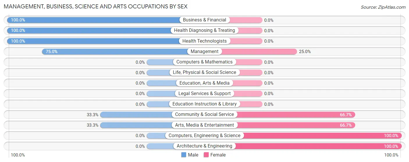 Management, Business, Science and Arts Occupations by Sex in Bandera