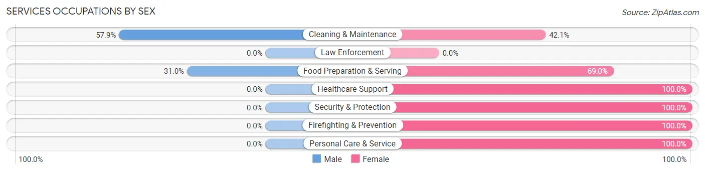 Services Occupations by Sex in Bandera