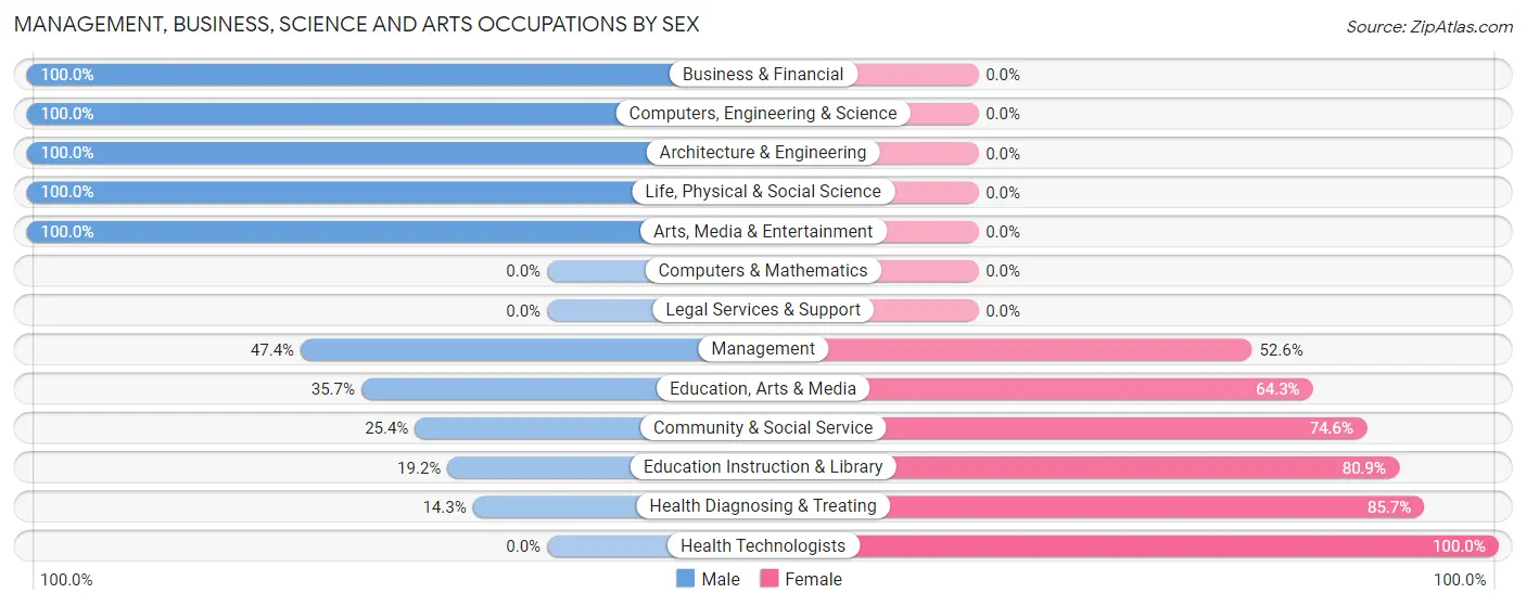 Management, Business, Science and Arts Occupations by Sex in Bangs
