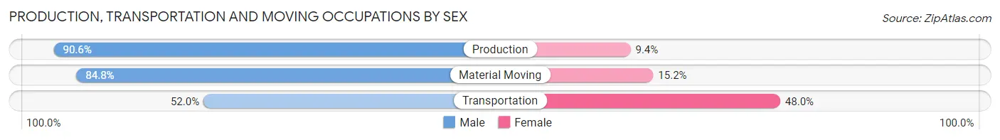 Production, Transportation and Moving Occupations by Sex in Bay City
