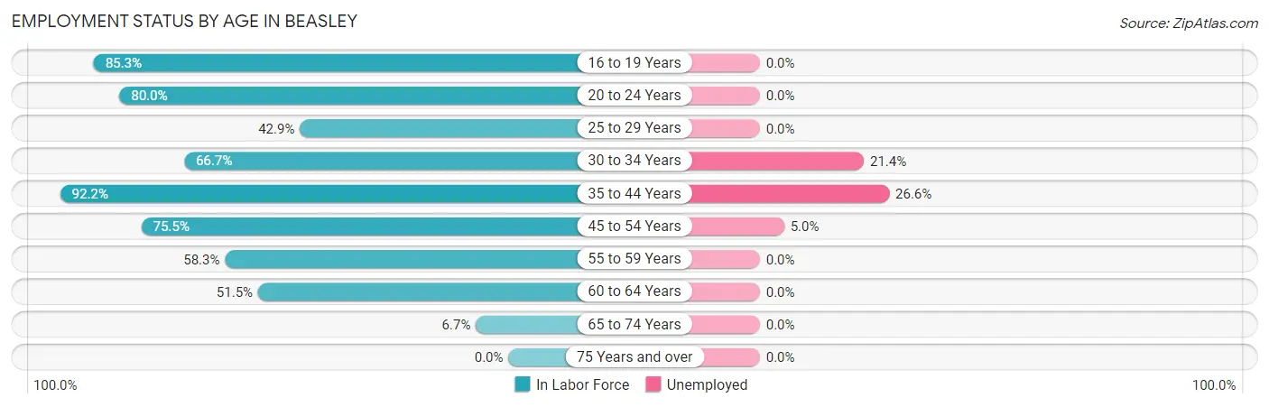 Employment Status by Age in Beasley
