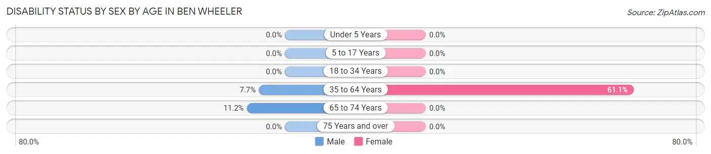 Disability Status by Sex by Age in Ben Wheeler