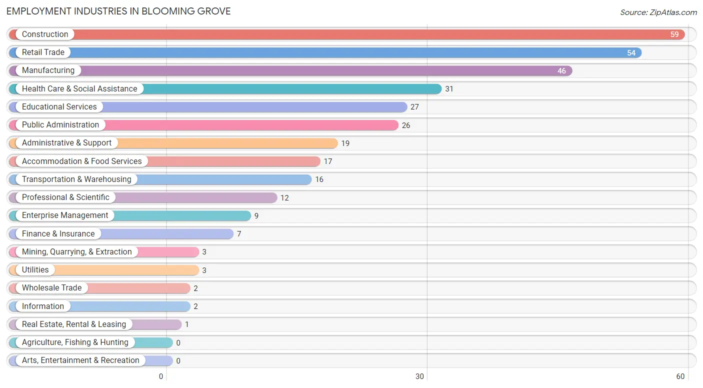 Employment Industries in Blooming Grove
