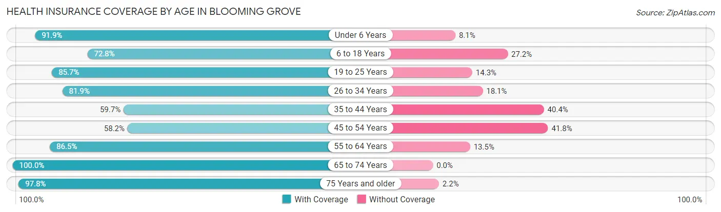 Health Insurance Coverage by Age in Blooming Grove