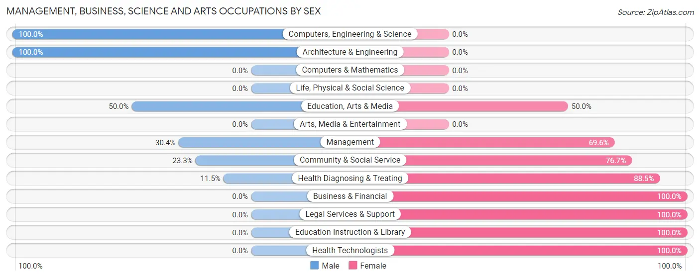 Management, Business, Science and Arts Occupations by Sex in Blossom