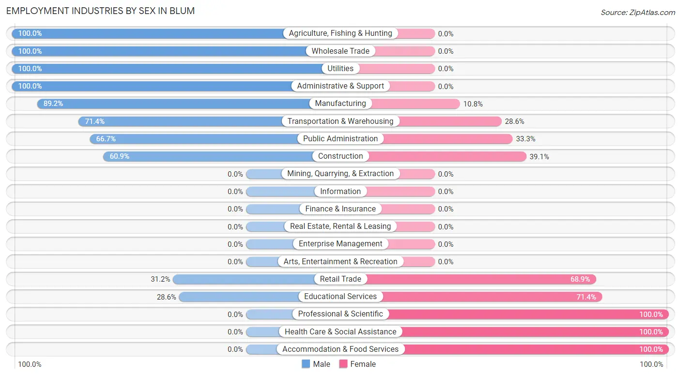 Employment Industries by Sex in Blum