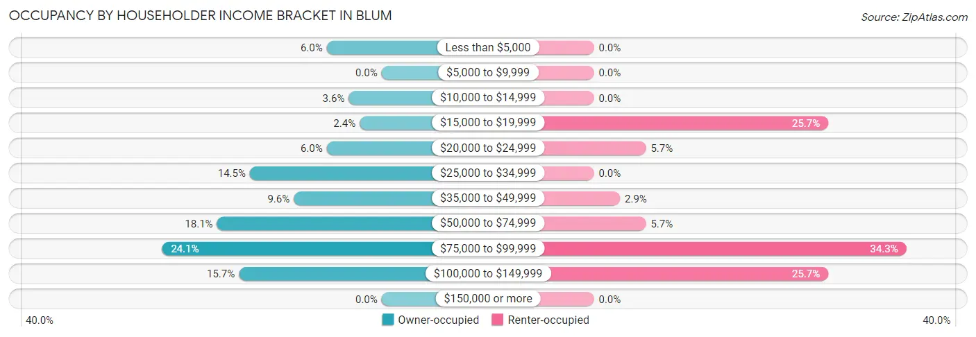 Occupancy by Householder Income Bracket in Blum