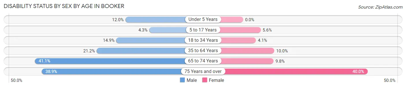 Disability Status by Sex by Age in Booker