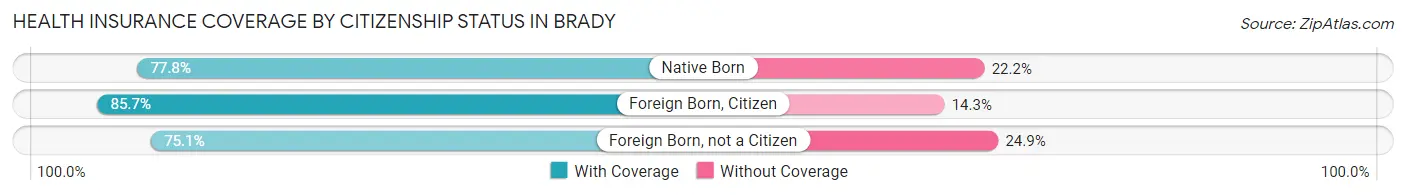 Health Insurance Coverage by Citizenship Status in Brady