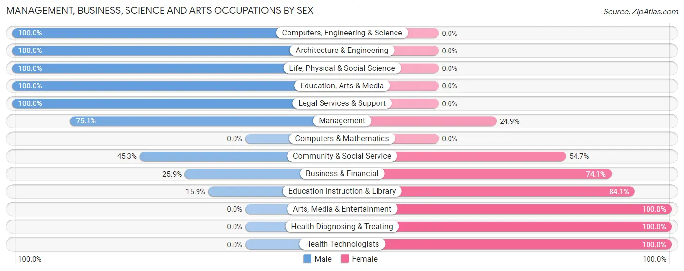 Management, Business, Science and Arts Occupations by Sex in Brady