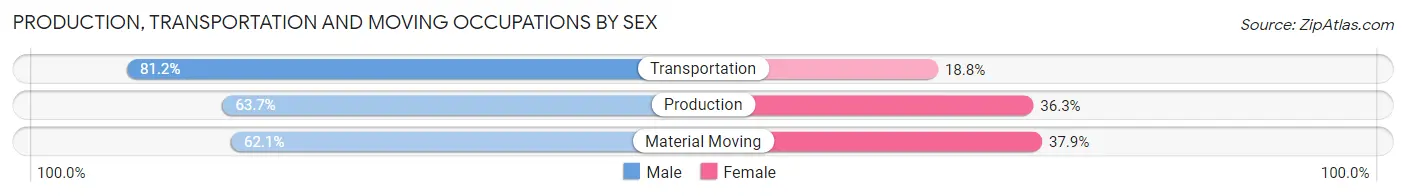 Production, Transportation and Moving Occupations by Sex in Brady