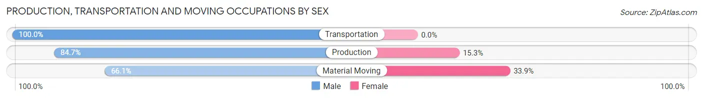 Production, Transportation and Moving Occupations by Sex in Brazoria