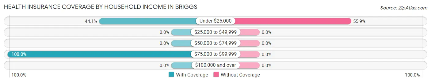 Health Insurance Coverage by Household Income in Briggs