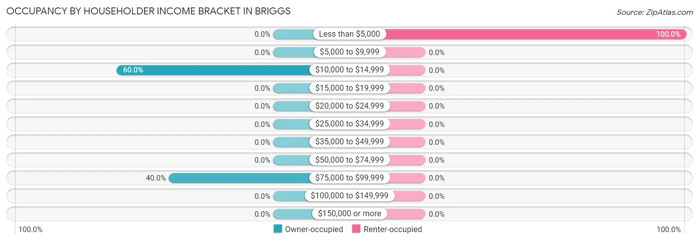 Occupancy by Householder Income Bracket in Briggs