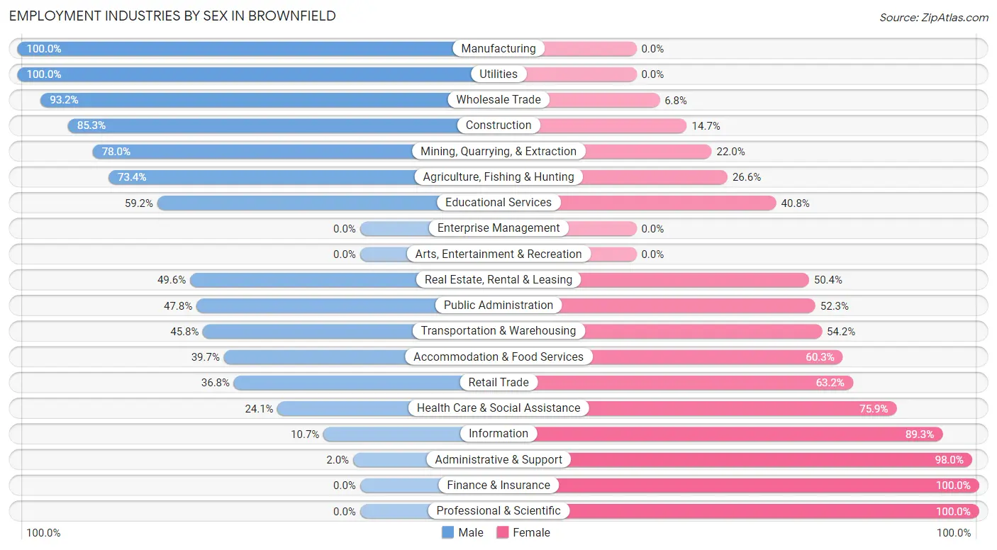 Employment Industries by Sex in Brownfield