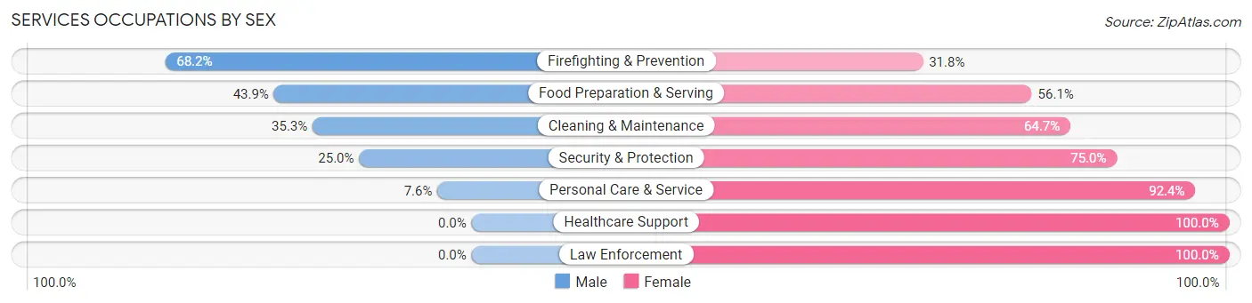 Services Occupations by Sex in Brownfield